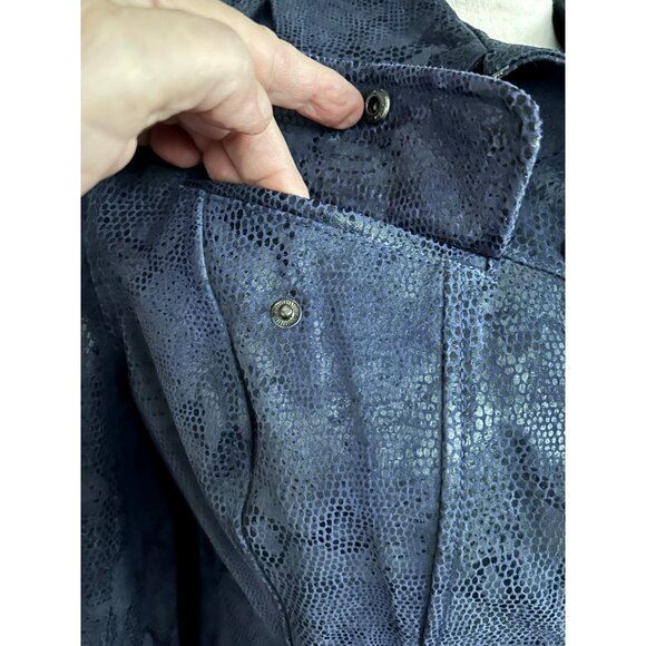 Vintage Y2K 90s Steve Madden Blue Leather Snakeskin Jacket SM Pants Size 8 Set - Picture 4 of 14